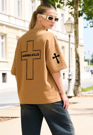 T-shirt Boxy Brodé "Karma Kills"