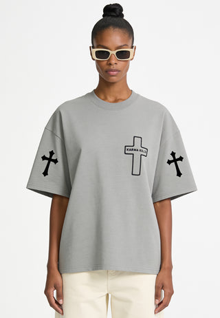 T-shirt Boxy Brodé "Karma Kills"
