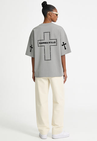 T-shirt Boxy Brodé "Karma Kills"