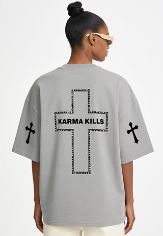 T-shirt Boxy Brodé "Karma Kills"