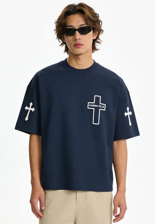 T-shirt Boxy Brodé "Karma Kills"