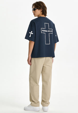T-shirt Boxy Brodé "Karma Kills"