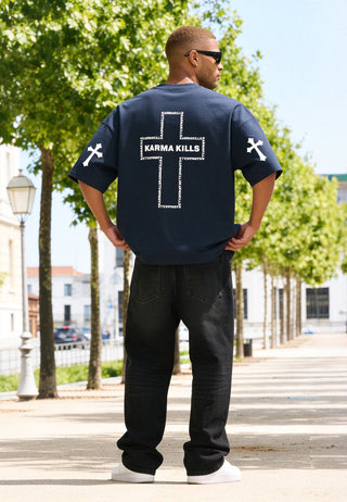 T-shirt Boxy Brodé "Karma Kills"
