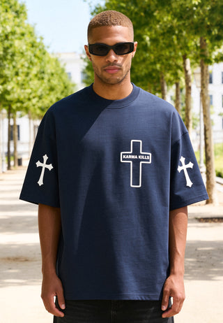 T-shirt Boxy Brodé "Karma Kills"
