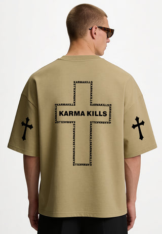 T-shirt Boxy Brodé "Karma Kills"