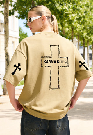 T-shirt Boxy Brodé "Karma Kills"