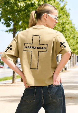 T-shirt Boxy Brodé "Karma Kills"