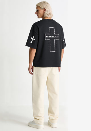 T-shirt Boxy Brodé "Karma Kills"