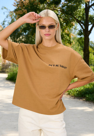 T-shirt Boxy Brodé "You & Me Tonight"