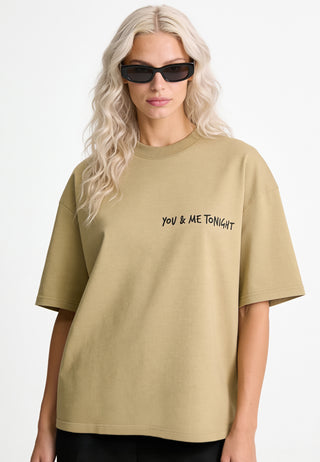 T-shirt Boxy Brodé "You & Me Tonight"
