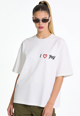 T-shirt Boxy Brodé "I Love You"