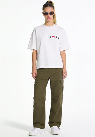 T-shirt Boxy Brodé "I Love You"