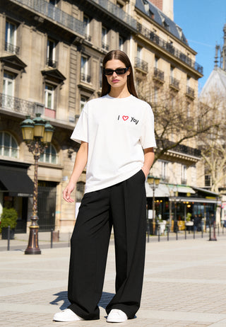 T-shirt Boxy Brodé "I Love You"