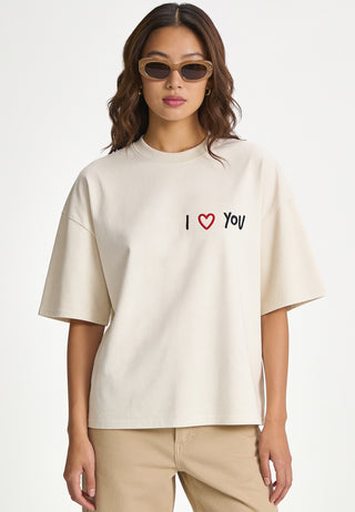 T-shirt Boxy Brodé "I Love You"