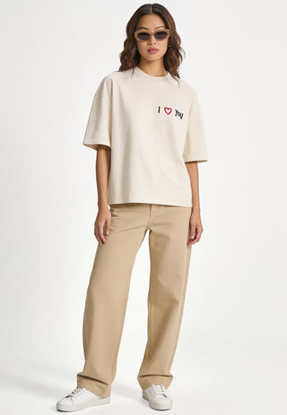 T-shirt Boxy Brodé "I Love You"