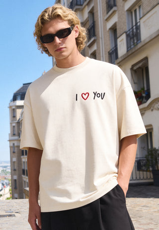 T-shirt Boxy Brodé "I Love You"