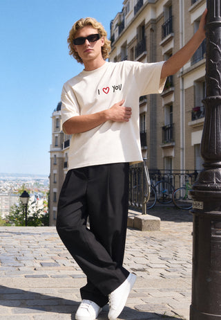 T-shirt Boxy Brodé "I Love You"