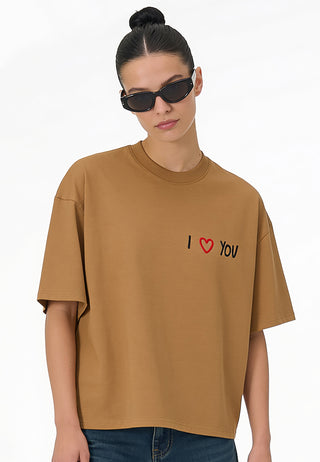 T-shirt Boxy Brodé "I Love You"