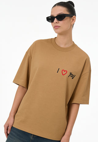 T-shirt Boxy Brodé "I Love You"