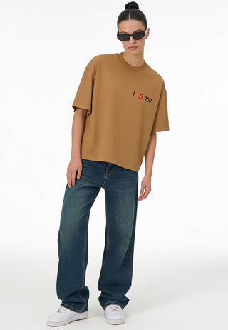 T-shirt Boxy Brodé "I Love You"