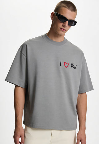 T-shirt Boxy Brodé "I Love You"
