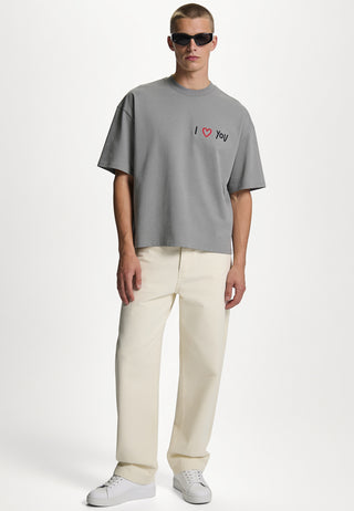 T-shirt Boxy Brodé "I Love You"