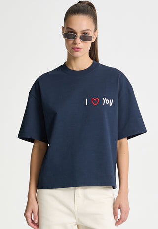 T-shirt Boxy Brodé "I Love You"