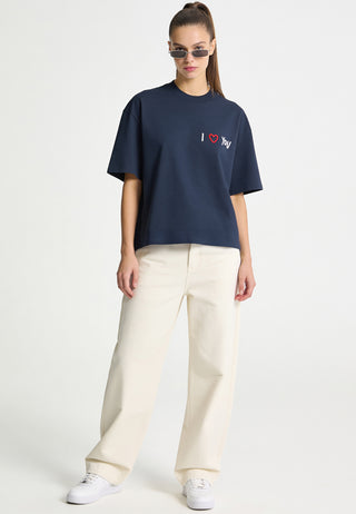 T-shirt Boxy Brodé "I Love You"