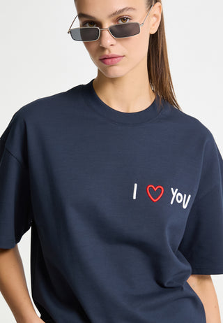 T-shirt Boxy Brodé "I Love You"