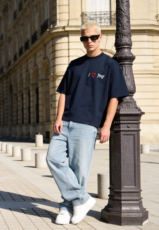 T-shirt Boxy Brodé "I Love You"