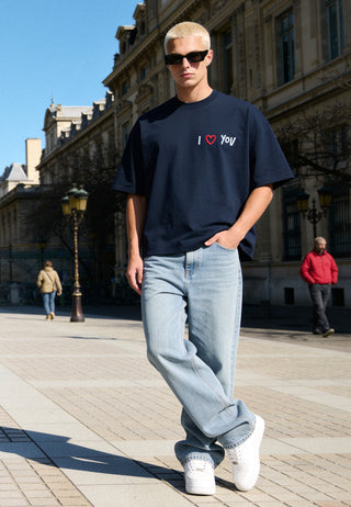 T-shirt Boxy Brodé "I Love You"