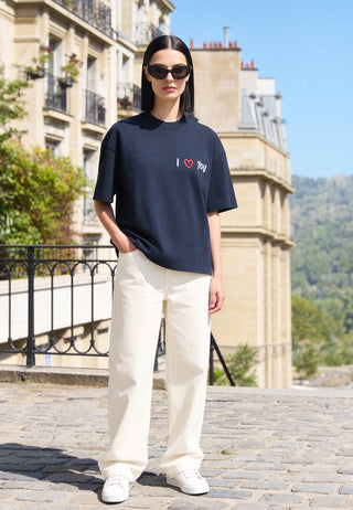 T-shirt Boxy Brodé "I Love You"