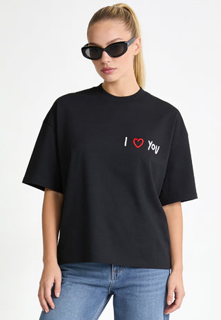 T-shirt Boxy Brodé "I Love You"