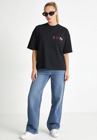 T-shirt Boxy Brodé "I Love You"