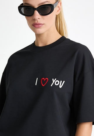 T-shirt Boxy Brodé "I Love You"