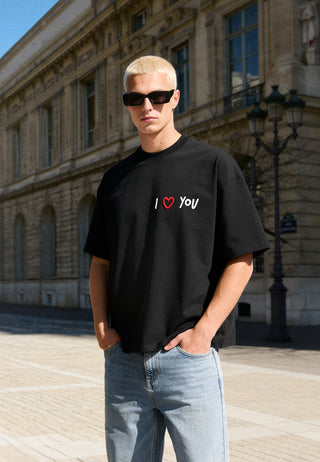 T-shirt Boxy Brodé "I Love You"