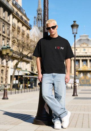 T-shirt Boxy Brodé "I Love You"