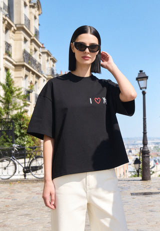 T-shirt Boxy Brodé "I Love You"