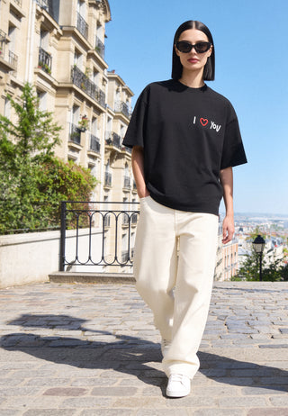 T-shirt Boxy Brodé "I Love You"