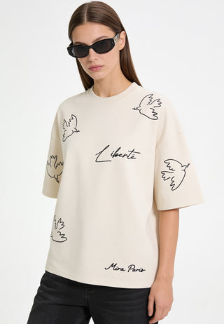 T-shirt Boxy Brodé "Liberté"