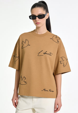 T-shirt Boxy Brodé "Liberté"