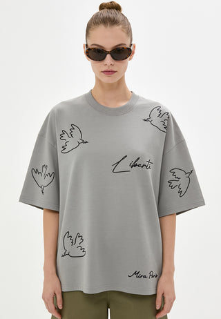 T-shirt Boxy Brodé "Liberté"