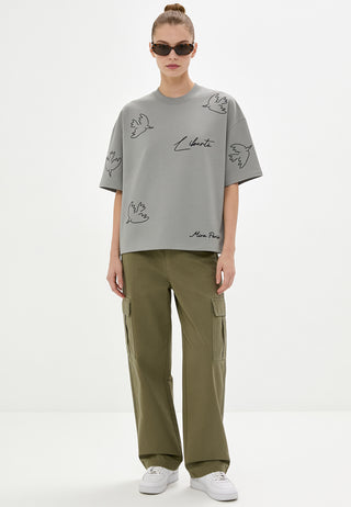T-shirt Boxy Brodé "Liberté"