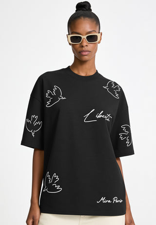 T-shirt Boxy Brodé "Liberté"