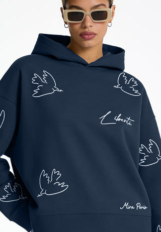 Hoodie Boxy Brodé "Liberté"