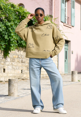 Hoodie Boxy Brodé "Liberté"