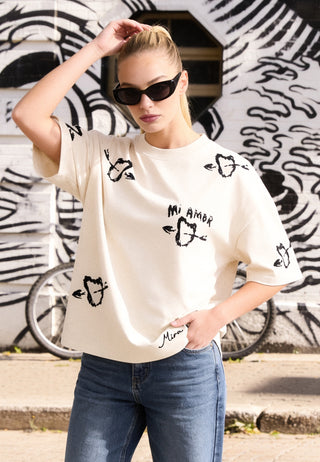 T-shirt Boxy Brodé "Mi Amor"
