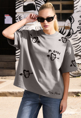 T-shirt Boxy Brodé "Mi Amor"