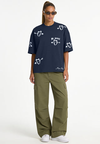T-shirt Boxy Brodé "Mi Amor"