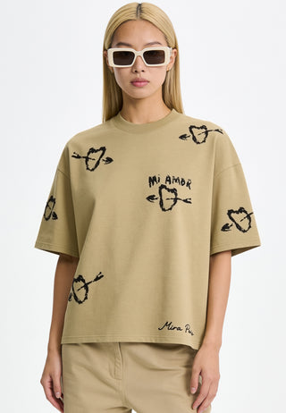 T-shirt Boxy Brodé "Mi Amor"